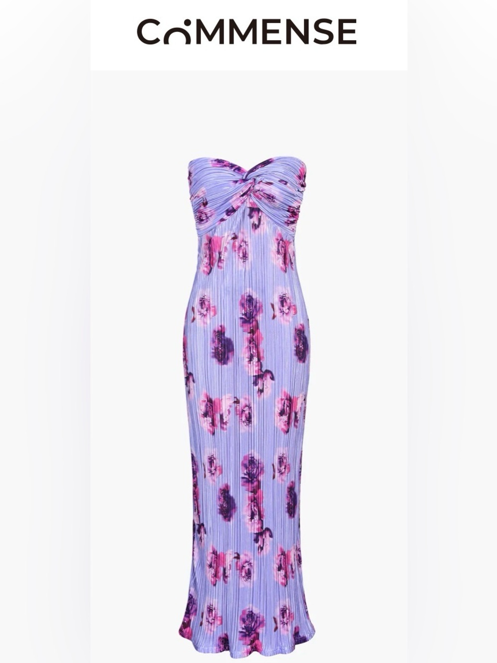 Commense Lavender Strapless Floral Maxi Dress size Medium